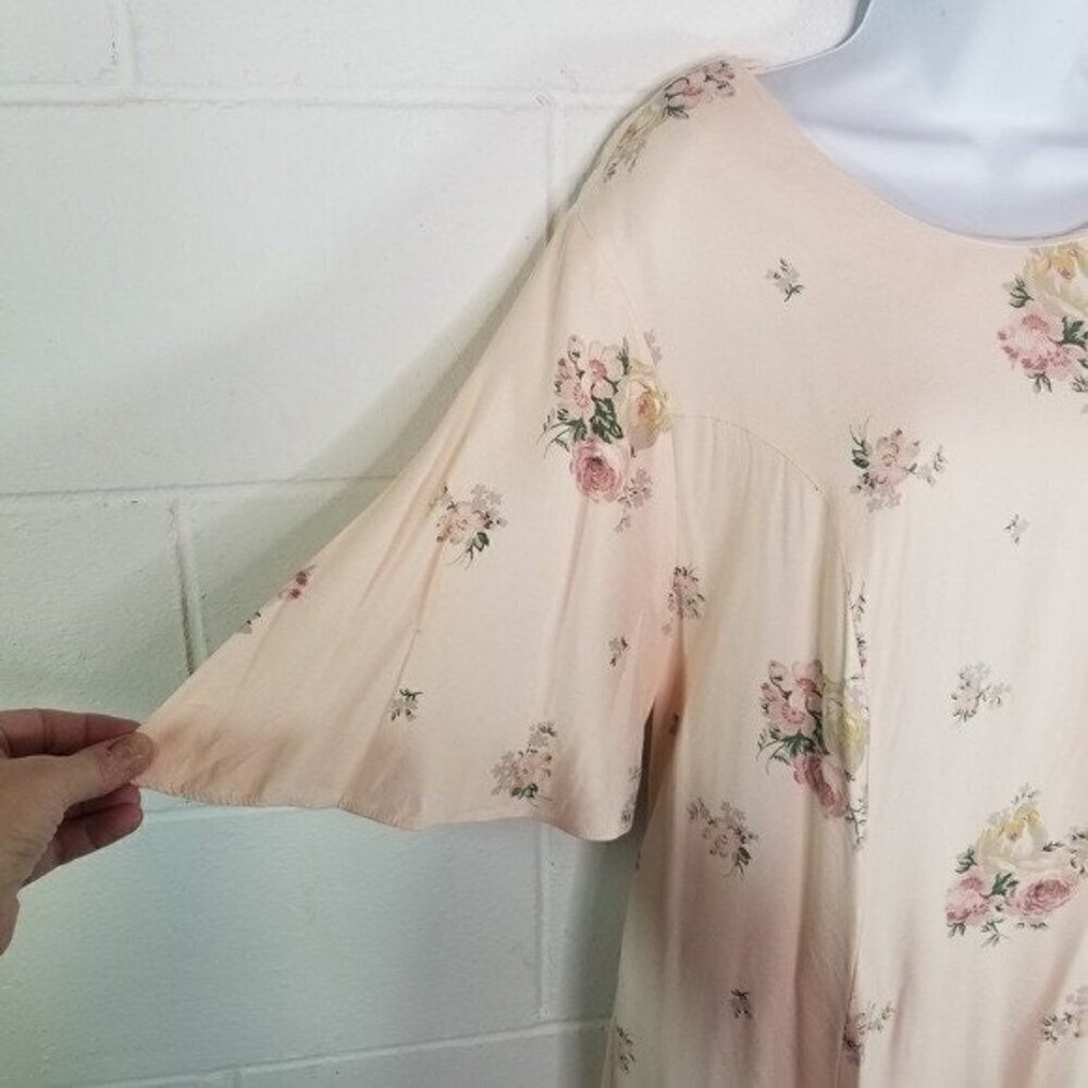 Vtg 90s pink floral modest long midi cottagecore dress plus size - Picture 10 of 10